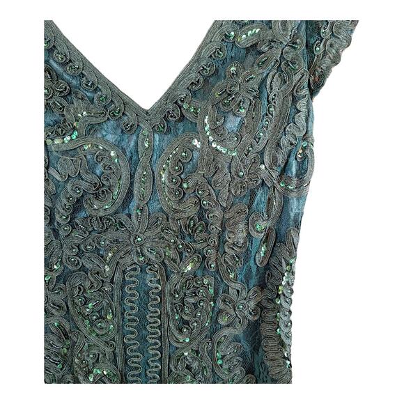 Sue Wong Nocturne Cap Sleeve V-neck Beaded Lace Formal Evening Gown Women's 2 - Picture 2 of 5